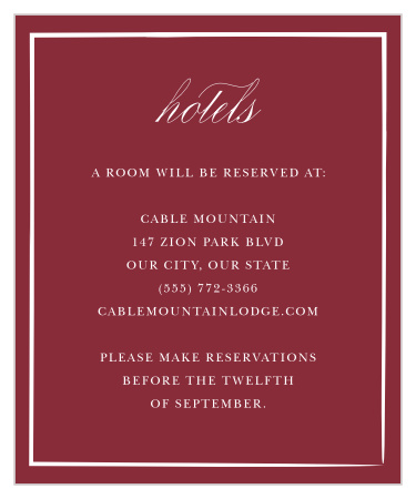 Inform friends and family where you have booked a block of rooms with our Handdrawn Frame Accommodation Cards.