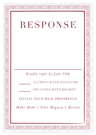Get a headcount of everyone that plans to attend your wedding with our Handdrawn Frame Response Cards.