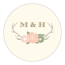 Seal all of your stationery pockets, and outgoing envelopes, with our Blossoming Antlers Wedding Stickers!