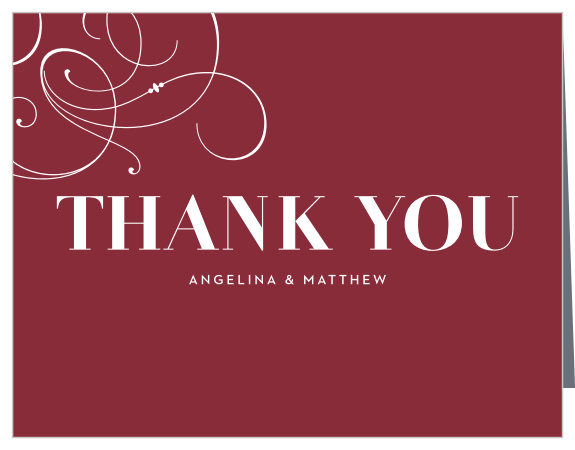 Our Bold Swash Wedding Thank You Cards let friends and family know how much you appreciated their support on your special day.