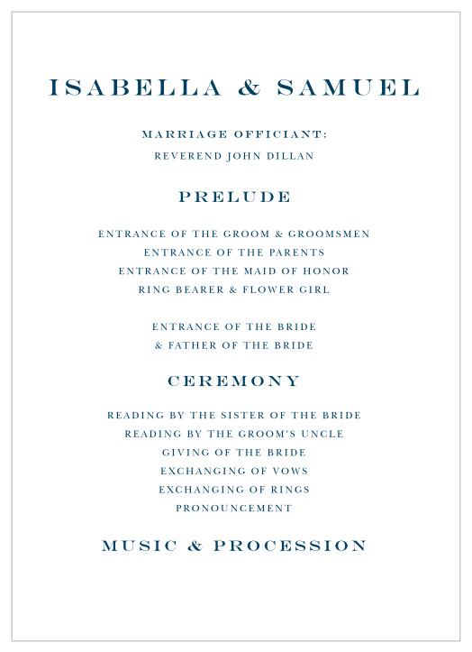 Walk friends and family through your ceremony with our Formal Affair Wedding Programs.