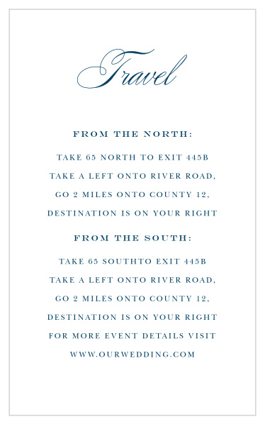 Our Formal Affair Direction Cards ensure friends and family will have no issue finding their way to your wedding venue.