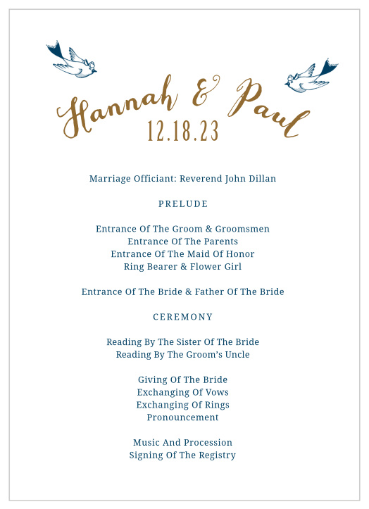 Provide our Anchors Away Wedding Programs at your event so your guests can follow along throughout the event!