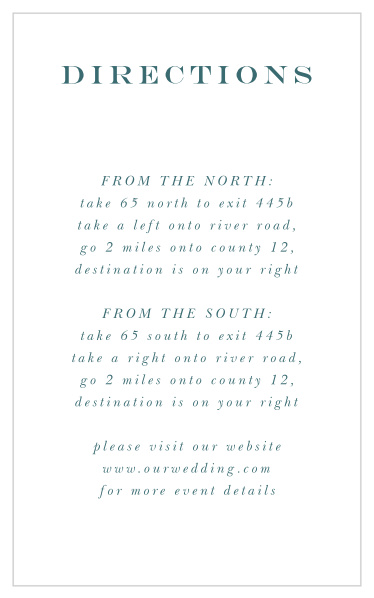 With the help of our Garden Frame Direction Cards, friends and family are sure to have no issue finding their way to your wedding venue.