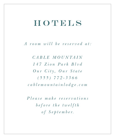 Suggest your favorite local hotels to out-of-town family and friends with our Garden Frame Accommodation Cards.