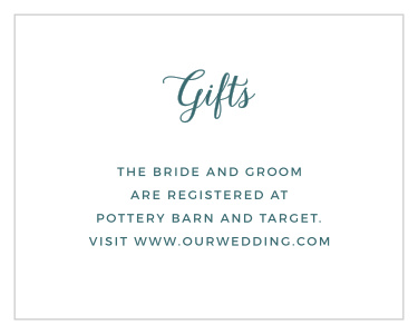 Our Rustic Foliage Registry Cards inform friends and family where you have registered for wedding gifts.