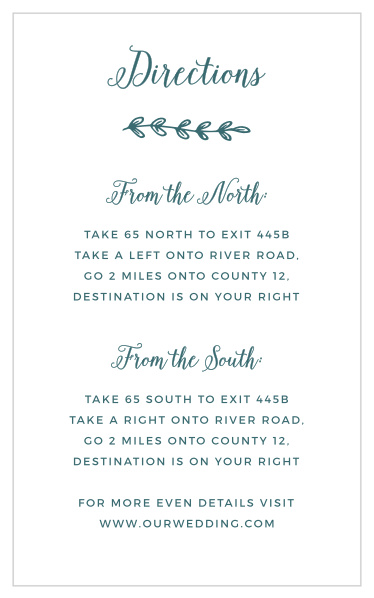Friends and family will have no issue finding their way to your wedding venue with the help of our Rustic Foliage Direction Cards.