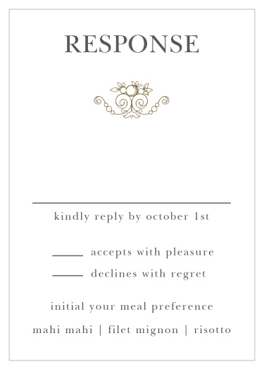 Send our Classic Damask Response Cards along with your wedding invitations to easily gather your guest list!