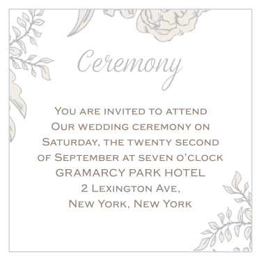 Share your wedding information in exquisite style with our Enveloped Peonies Ceremony Cards.