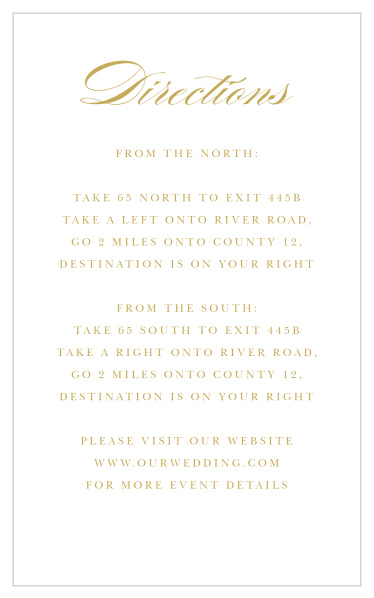 Guide friends and family to your wedding venue with ease when you send out our Deco Classic Direction Cards.
