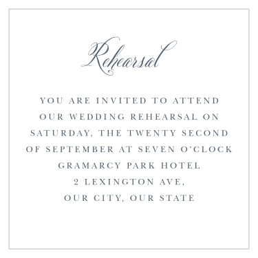 Share your wedding information in exquisite style with our Elegant Chandelier Rehearsal Cards. 