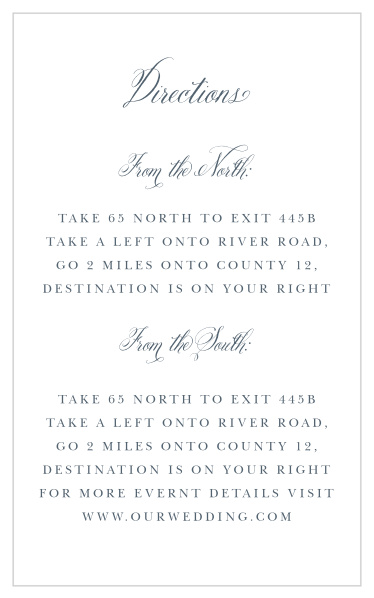 Share your wedding information in exquisite style with our Elegant Chandelier Direction Cards.