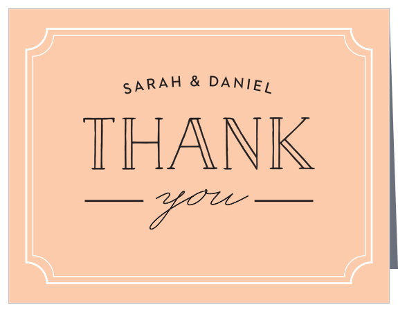 The support of friends and family on your special day meant a lot to you, express your appreciation to them with our Framed Type Wedding Thank You Cards. 