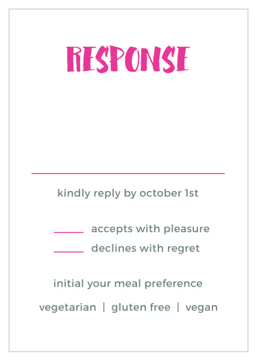 Easily gather your guest list with our Vivid Type Response Cards!