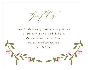 Inform your guests as to where you've decided to list your gift registries, with our Lavish Berries Registry Cards!