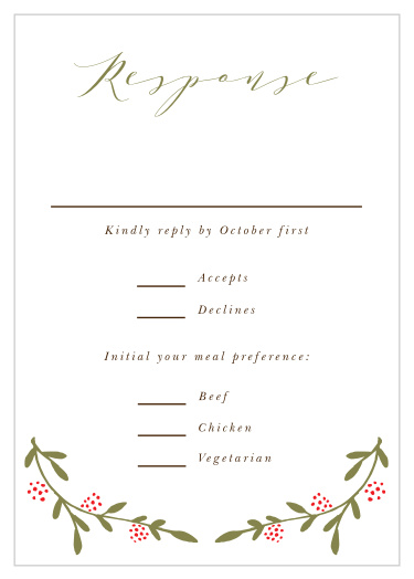 Easily assemble your complete guest list by mailing out our Lavish Berries Response Cards with your invitations!