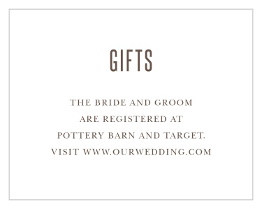 Our Floral Border Registry Cards let friends and family know where you have registered for wedding gifts.