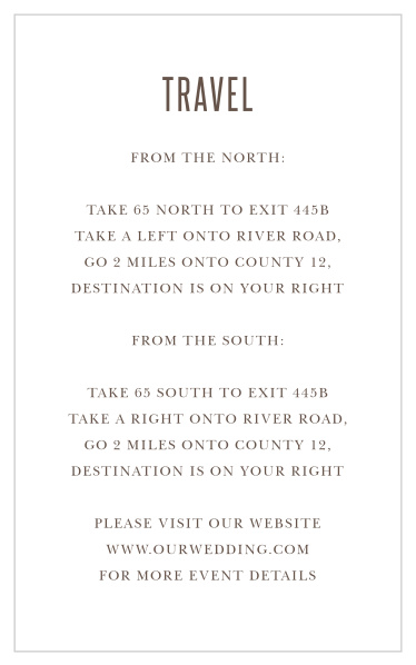 Guide friends and family to your wedding venue with ease when you send out our Floral Border Direction Cards.