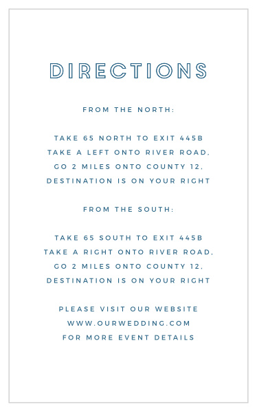 Help your out-of-town guests easily navigate to your event's venue, with our Modern Flora Direction Cards!