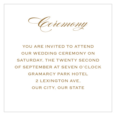 Share your wedding information in style with our Antique Frame Ceremony Cards.