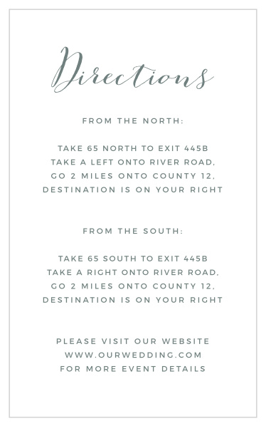 Share your wedding information in style with our Garden Leaves Direction Cards.