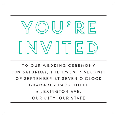 Our Boldly Outlined Ceremony Cards gather friends and family together to celebrate your marriage.