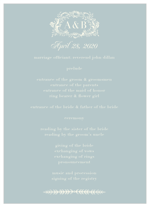 Walk friends and family through your marriage ceremony with our Simple Cursive Wedding Programs.