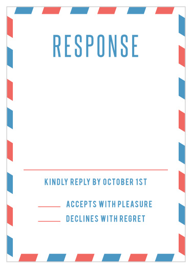 Effortlessly gather your guest together, using our Unique Airmail Response Cards, when you include them in your wedding suite!