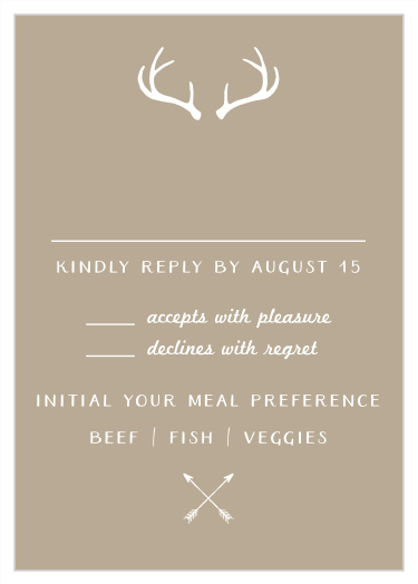 Gather a headcount of everyone that plans to attend your wedding with our Rustic Antlers Response Cards.