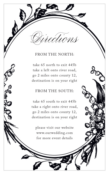 Include our Elegant Relic Direction Cards in your wedding suite to help your guests easily navigate to your venue!