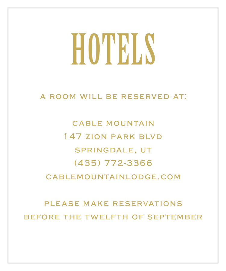 Antique Luxury Accommodation Cards by Basic Invite