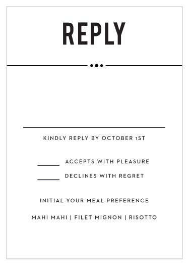 Gather a headcount of all your friends and family that plan to attend your wedding with our Eternal Playbill Response Cards.