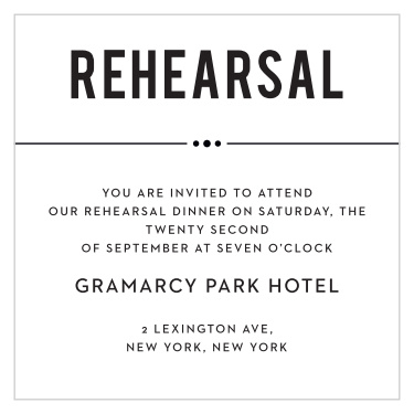 Our Eternal Playbill Rehearsal Cards bring family and friends together the night before to make sure your wedding goes off without a hitch!