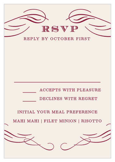 Gather your guest information in style with our Scrolled Frame Response Cards.