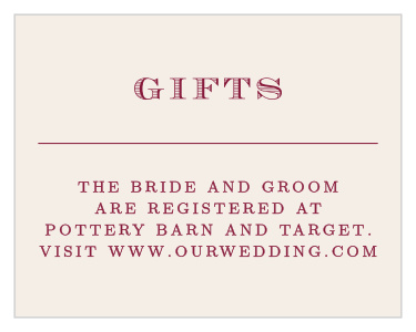 Share your wedding information in style with our Scrolled Frame Registry Cards.