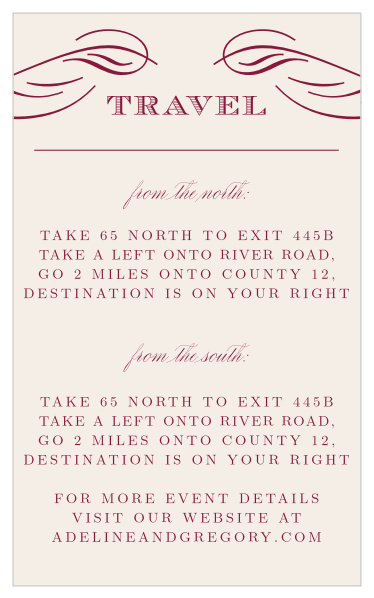 Share your wedding information in style with our Scrolled Frame Direction Cards. 