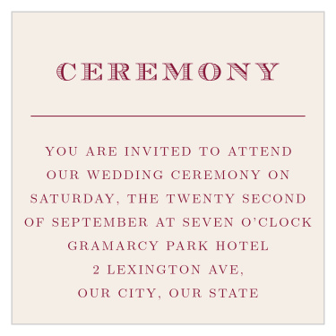 Share your wedding information in style with our Scrolled Frame Ceremony Cards.