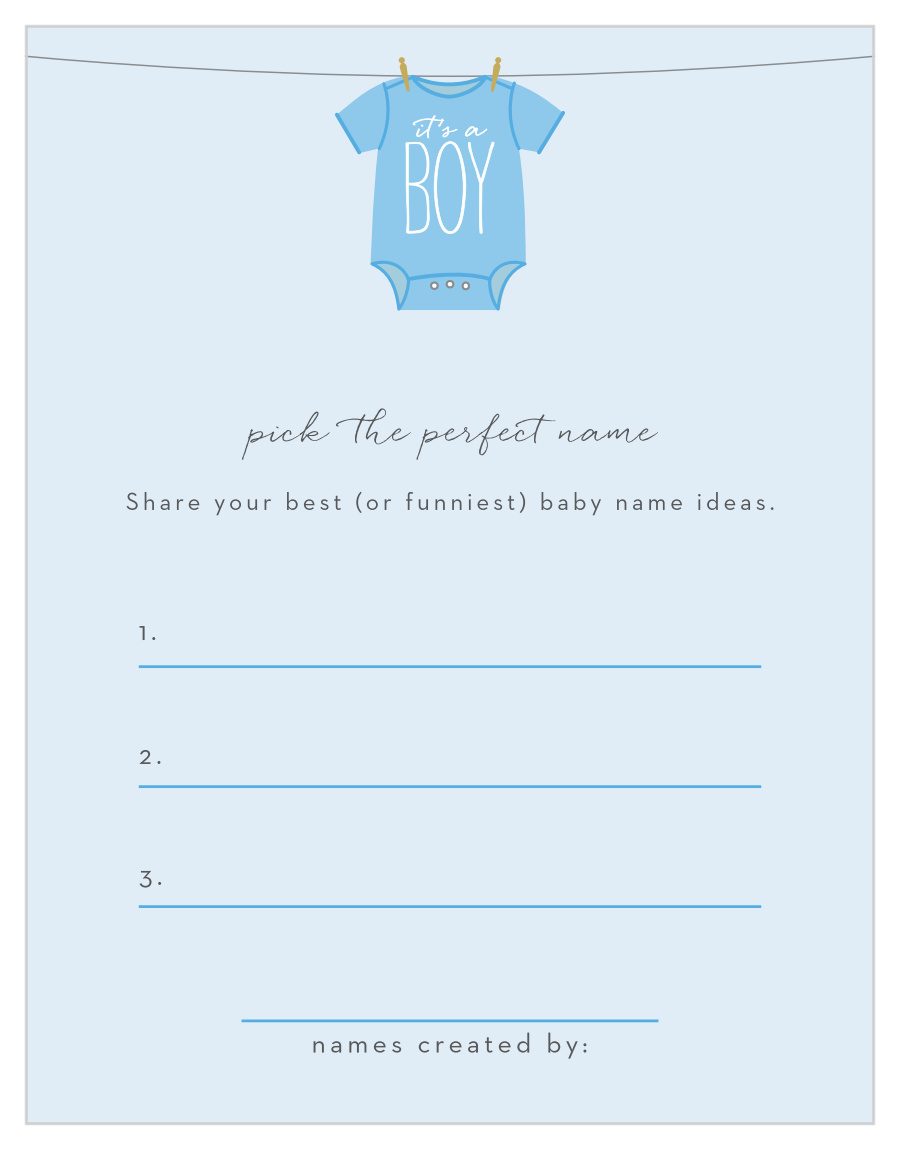Boy Onesie Clothesline Baby Name Contest