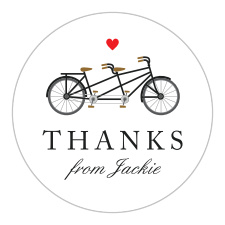Add a touch of cosmopolitan flare to your bridal shower invites with our Tandem Bike Bridal Shower Stickers. 