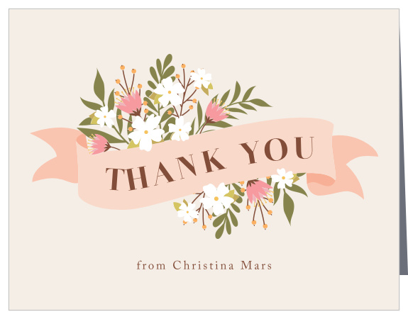 The lovely, illustrated florals of our Blossoming Banner Bridal Shower Thank You Cards are perfect for thanking your friends and family for attending your pre-wedding celebrations!
