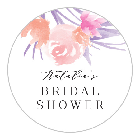 Watercolor Lilies Bridal Shower Stickers