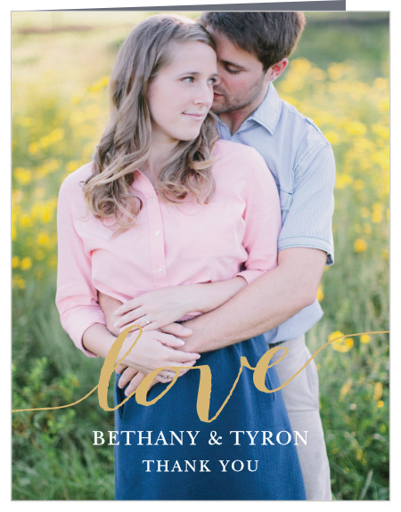 Let family and friends know how much you appreciated their support on your special day with our Love Script Bridal Shower Thank You Cards.