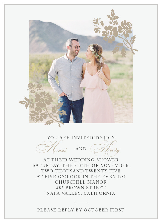 Kickstart your pre-wedding celebrations by mailing out our Rose Stamped Bridal Shower Invitations to your loved ones!