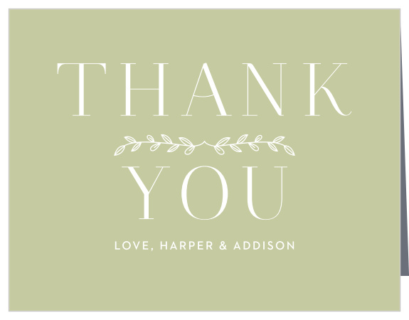 Our Leafy Accents Bridal Shower Thank You Cards express your gratitude for the support of family and friends on your special day.