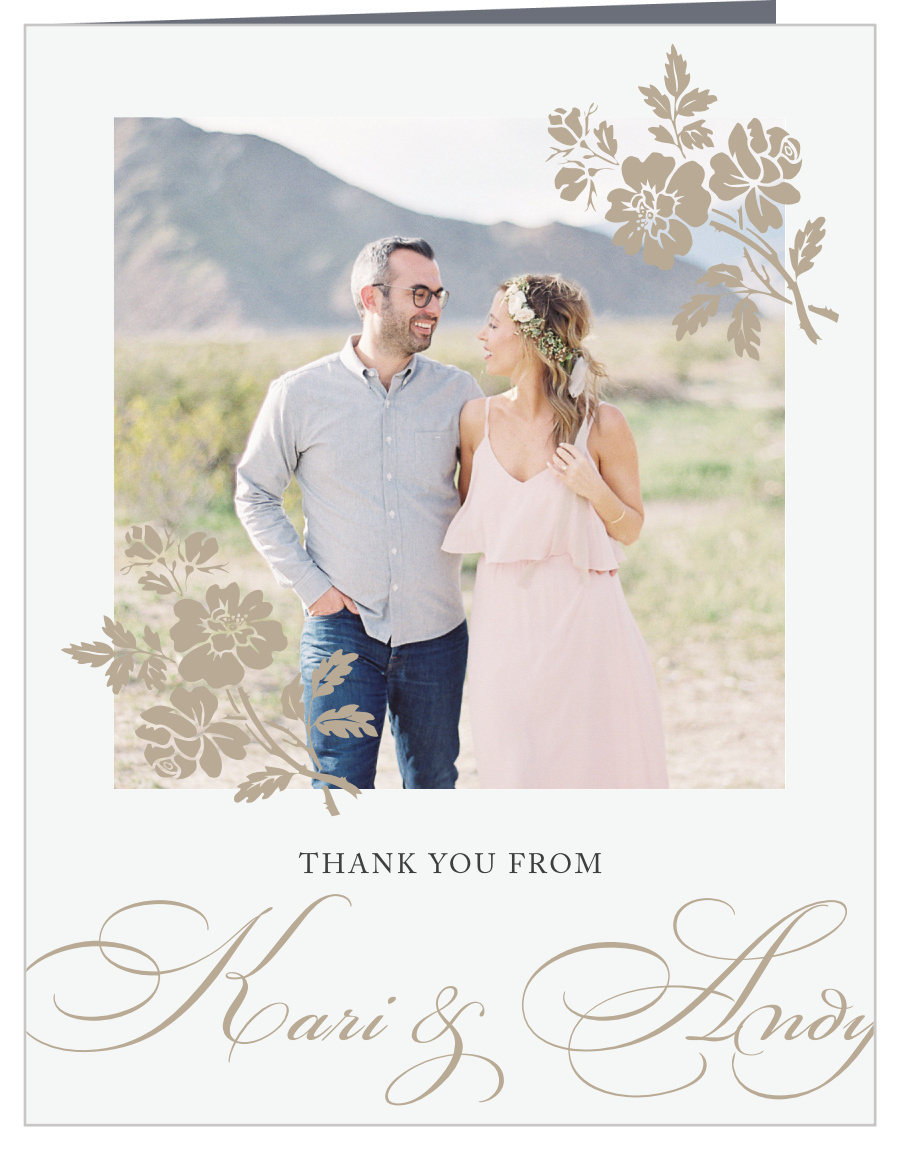 Rose Stamped Bridal Shower Thank You Cards
