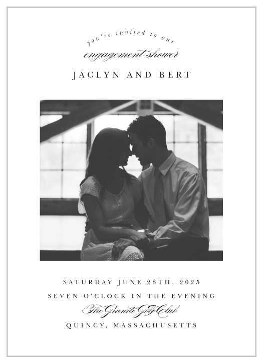 Announce your shower with the simple refinement of our Classic Photo Bridal Shower Invitations.