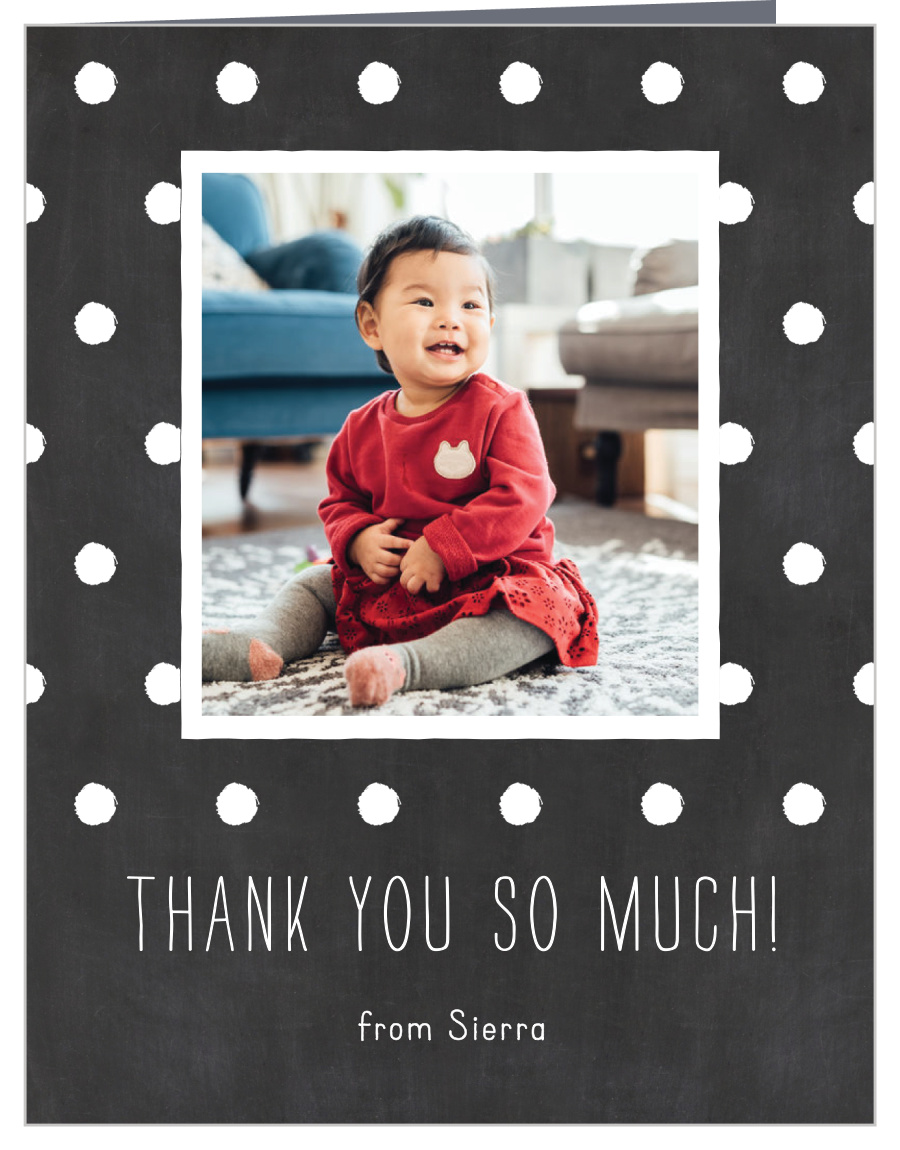 Chalkboard Dots First Birthday Thank You Cards By Basic Invite