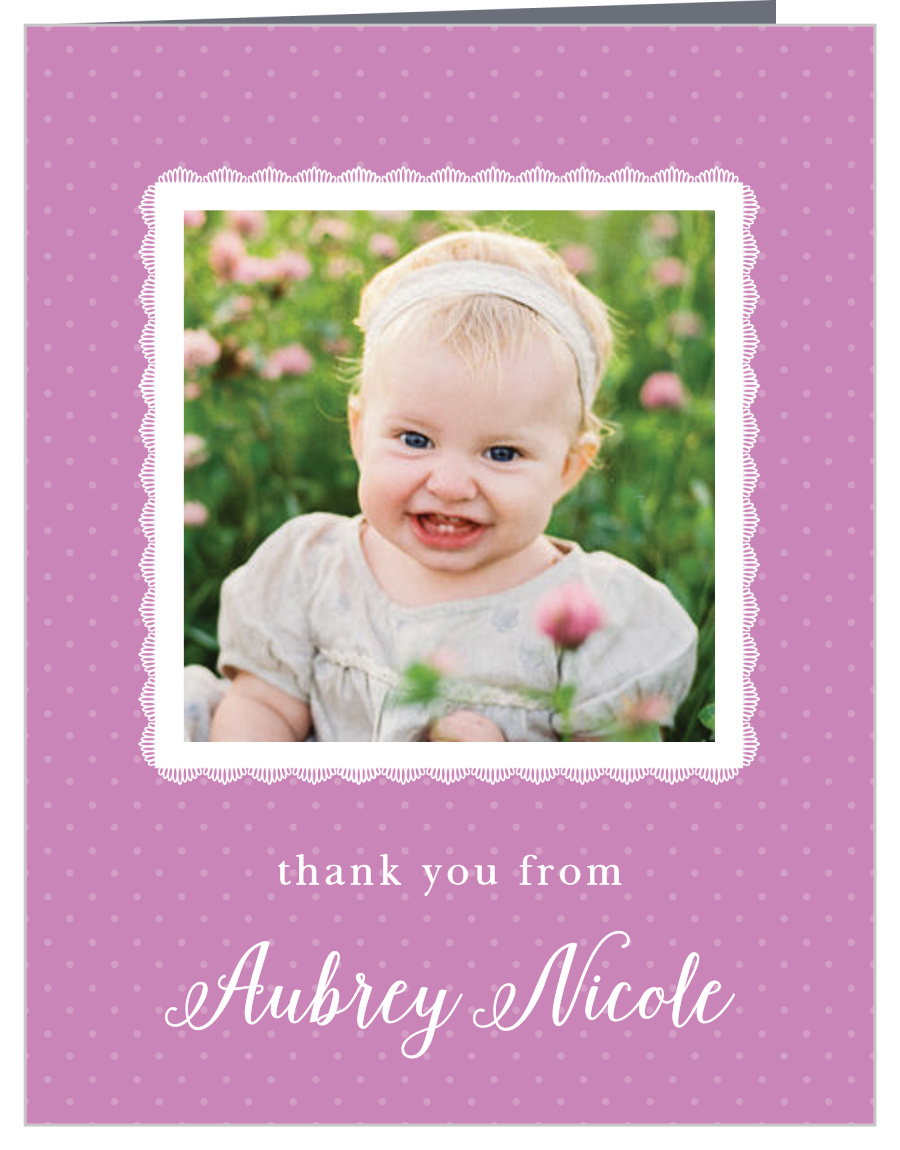 Lace & Polka Dots First Birthday Thank You Cards