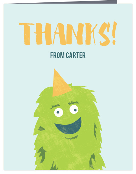 Our Monster Bash First Birthday Thank You Cards let family and friends know how much your appreciated their presence at your little one's celebration.