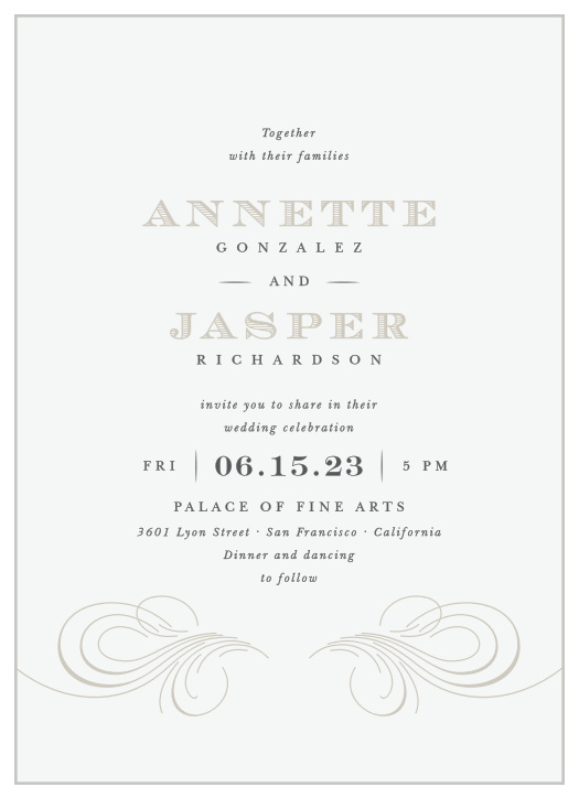 Surround yourself with family and friends on your big day with our Streamlined Scroll Wedding Invitations.